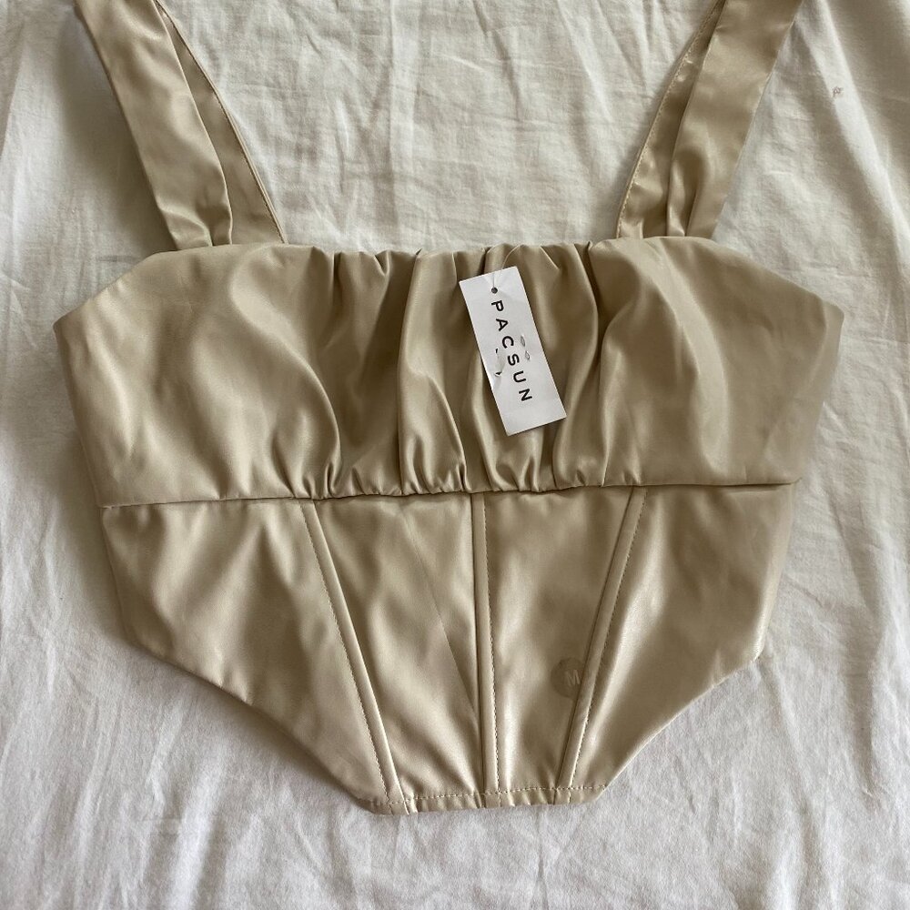 PacSun LA hearts tan faux leather corset Size: M